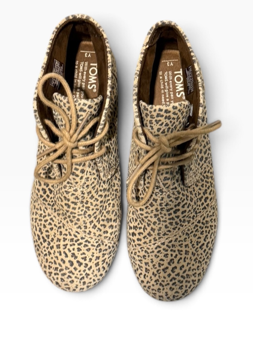 TOMS Kala Desert Wedge Cheetah Leopard Suede Booties Size 3 Woman’s